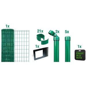 ALBERTS Schweißgitter Fix-Clip Pro Zaunelemente Höhe: 80-150cm, Gesamtlänge: 10 und 25m, zum Einbetonieren Gr. H/L: 100 cm x 10 m H/L: 100 cm, grün Zaunelemente