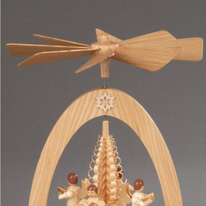 Albin Preissler Weihnachtspyramide 4 Engel mit Spanbaum, Weihnachtsdeko, Made in Germany