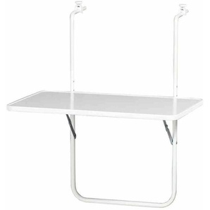 Alco - Balkonhängetisch 60x40 cm, weiß Gestell aus Stahl in weiß, Tischplatte aus top in weiß