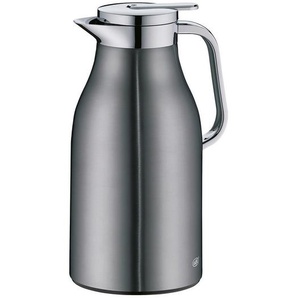 Alfi Isolierkanne Skyline, Grau, Metall, 1,5 L, doppelwandig, Ausgießer, lebensmittelecht, Vakuum, Glaskolben, abnehmbarer Deckel, Schraubverschluss,