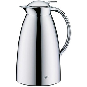 Alfi Isolierkanne Gusto, Edelstahl, Metall, 1 L, BPA-frei, Ausgießer, lebensmittelecht, Vakuum, Glaskolben, abnehmbarer Deckel, Schraubverschluss, hält warm, kalt, schadstofffrei, Einhandbedienung, Ausgießen per Knopfdruck, Kaffee & Tee, Kannen,