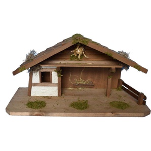 Alfred Kolbe Krippe Krippenstall für 11 cm Figuren mit Massivholzboden, Weihnachtsdeko (1-tlg), Echtholz