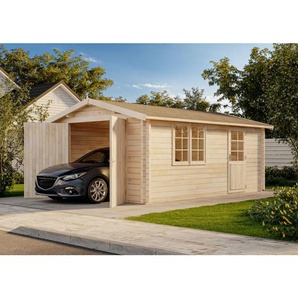 Alpholz Holzgarage Modell A-70 ISO, 70 mm Wandstärke (380 x 568cm)