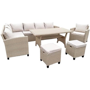 Alpina Dininglounge Set - Polyrattan, beige, für 9 Personen, wetterfest, Garten Essgruppe, Garten Lounge Gruppe bellavista Home&Garden Green Spirit