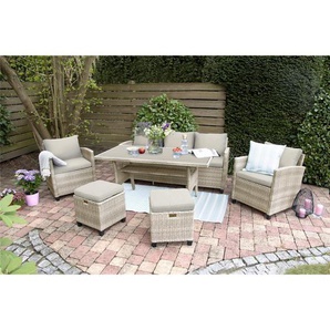Alpina II Dininglounge Set - Polyrattan, braun, für 7 Personen, wetterfest, Garten Essgruppe, Garten Lounge Gruppe bellavista Home&Garden Green Spirit