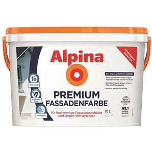 ALPINA Wand- und Deckenfarbe Premium Fassadenfarbe weiß Farben matt, 10 Liter Gr. 10 l, weiß Wandfarbe