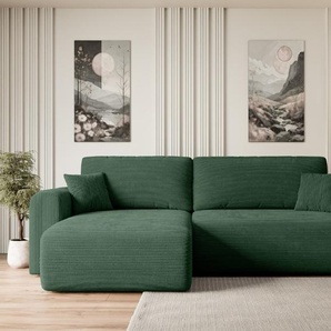 ALTDECOR Ecksofa mit Schlaffunktion und Bettkasten Corner Sofa Eckcouch Couch L-Form universal, links/rechts angeordnet Schlafcouch Ausziehbar Wohnlandschaft Schlafsofa ORRO-L - 272x145x83cm Grün ORR-LP-012
