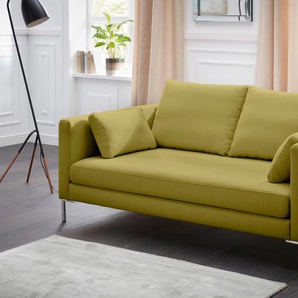 2-Sitzer ALTE GERBEREI Marinus Sofas Gr. B/H/T: 186 cm x 90 cm x 108 cm, Flachgewebe FIRENZA, gelb (lemon) 2-Sitzer-Sofa Einzelsofa Polstermöbel 2-Sitzer Sofas mit schmalen Lehnen, inklusive Rückenkissen & Armlehnkissen