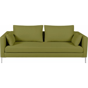 3-Sitzer ALTE GERBEREI Marinus Sofas Gr. B/H/T: 221 cm x 90 cm x 108 cm, Flachgewebe FIRENZA, gelb (lemon) 3-Sitzer Sofas mit schmalen Lehnen, inklusive Rückenkissen & Armlehnkissen