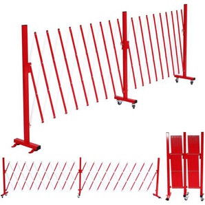 Alu Absperrgitter HWC-B34, Scherengitter Schutzgitter mit Rollen, ausziehbar 110x60-500cm ~ rot-weiß