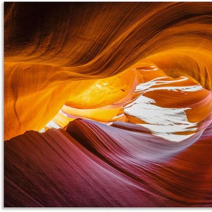 Alu-Dibond-Druck ARTLAND Antelope Canyon in den USA Bilder Gr. B/H: 120 cm x 80 cm, Felsen Querformat, 1 St., orange Metallbilder für Innen- und Außenbereich geeignet, Outdoorbild