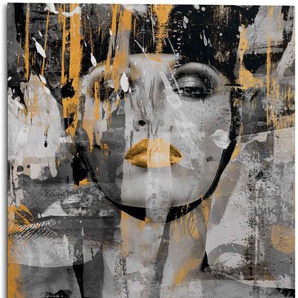 Alu-Dibond-Druck PLATINUM Kraftvolle Frau Bilder Gr. B/H/T: 100 cm x 140 cm x 1,8 cm, gelb Metallbilder
