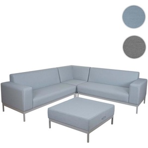 Alu-Garten-Garnitur HWC-C47, Sofa, Outdoor Stoff/Textil ~ blau ohne Ablage, ohne Kissen