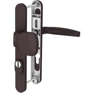 Aluminium Schmalrahmengarnitur Langschild Wechselgarnitur 92mm PZ Lochung Braun Drücker/Drücker 39-54mm nein