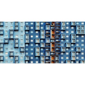 Aluminiumbild, Blau, Metall, Kunststoff, rechteckig, 98x48 cm, Bilder, Metallbilder