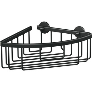 Aluxx black Eck-Duschablage zur Wandmontage ohne Bohren, schwarz matt - einstöckig - für Bäder im Industrial Style und moderne Badezimmer - mit