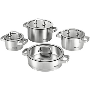 Am Cook Kochtopfset Senna S8, Edelstahl, Metall, 8-teilig, 16 cm,20 cm, 1,7 L,3,4 L,6,0 L, Abgießfunktion, Griffe werden nicht heiß, leichte Reinigung,mit Dampfablass, Kochen, Töpfe, Topfsets