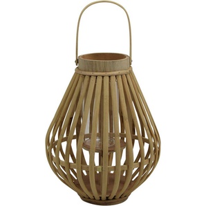AM Design Kerzenlaterne Kerzenhalter mit Henkel, aus Bambus und Glas (1 St), Hängewindlicht, Teelichthalter, Höhe ca. 36 cm