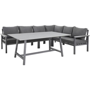 Amatio Dining-Loungeset, Hellgrau, Dunkelgrau, Metall, Kunststoff, Textil, 5-teilig, Füllung: Schaumstoff,Polyester, seitenverkehrt montierbar,
