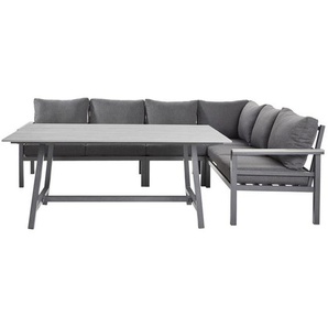 Amatio Dining-Loungeset, Hellgrau, Dunkelgrau, Metall, Kunststoff, Textil, 5-teilig, Füllung: Schaumstoff,Polyester, seitenverkehrt montierbar,