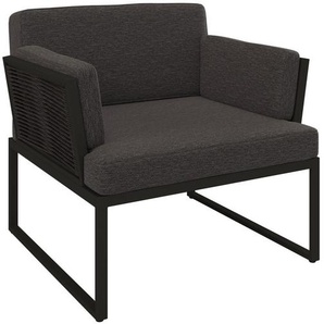 Amatio Gartensessel, Anthrazit, Schwarz, Metall, Textil, Füllung: Schaumstoff, U-Form, 83x76x83 cm, Stühle