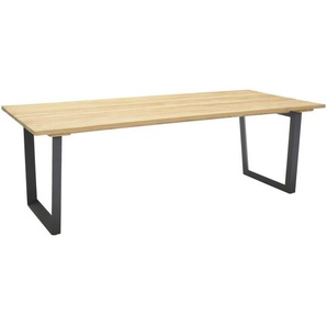 Amatio Gartentisch, Anthrazit, Teak, Holz, Metall, Teakholz, Hartholz, rechteckig, Kufe, 99x75x216 cm, Fsc, Gartenmöbel, Gartentische, Gartentische
