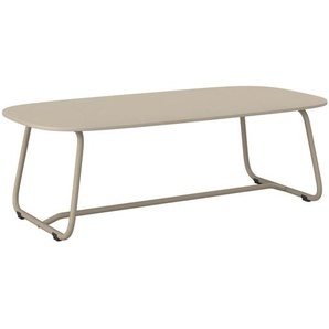 Amatio Loungetisch, Natur, Ecru, Metall, Keramik, oval, Rundrohr, 60x38x120 cm, Loungemöbel, Loungetische