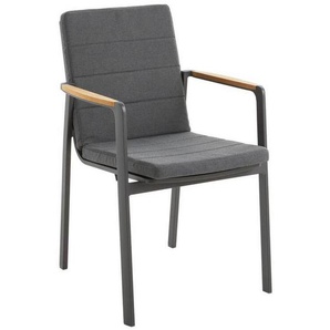 Amatio Stapelsessel, Anthrazit, Dunkelgrau, Holz, Metall, Textil, Teakholz, Hartholz, Füllung: Schaumstoff, eckig, 63x86.5x59 cm, stapelbar,