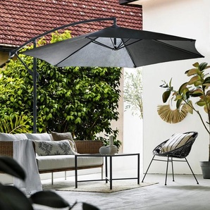 Ambia Garden Ampelschirm, Anthrazit, Schwarz, Textil, 300x300 cm, höhenverstellbar, UV-beständig, wetterfest, Sonnen- & Sichtschutz, Sonnenschirme
