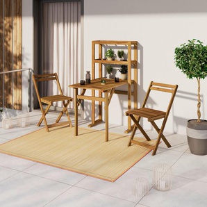 Ambia Garden Balkonset, Akazie, Holz, Akazie, teilmassiv, X-Form, 65x42x131 cm, Tisch klappbar, Stuhl klappbar, Balkonmöbel, Balkonmöbel-Sets