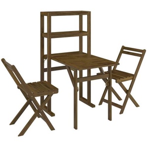 Ambia Garden Balkonset, Akazie, Holz, Akazie, teilmassiv, X-Form, Tisch klappbar, Stuhl klappbar, Balkonmöbel, Balkonmöbel-Sets