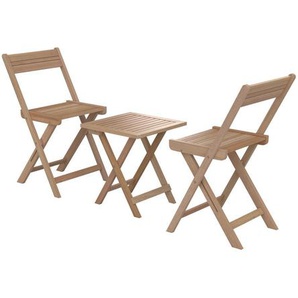 Ambia Garden Balkonset, Teak, Holz, Akazie, vollmassiv, U-Form, 40x42x40 cm, Tisch klappbar, Stuhl klappbar, Balkonmöbel, Balkonmöbel-Sets