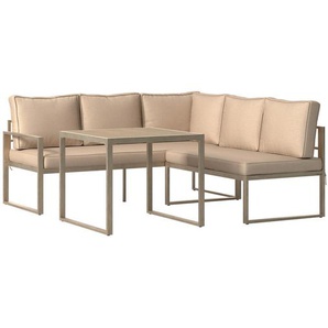 Ambia Garden Dining-Loungeset, Anthrazit, Braun, Hellbraun, Metall, Kunststoff, 75x75x64.5 cm, Loungemöbel, Loungemöbel-Sets