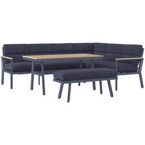 Ambia Garden Dining-Loungeset, Grau, Natur, Dunkelgrau, Metall, Kunststoff, Textil, 4-teilig, Füllung: Schaumstoff,Polyester, Loungemöbel,