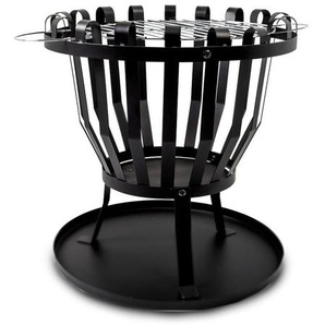 Ambia Garden Feuerkorb, Schwarz, Metall, zylindrisch, Grillfunktion, Tragegriffe, Freizeit, Campingzubehör, Feuerschalen
