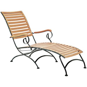 Ambia Garden Garten-Relaxliege schlossgarten , Natur, Schwarz , Holz, Metall , Eukalyptusholz , massiv , 65x89x137 cm , FSC MIX , Gartenmöbel, Gartenliegen