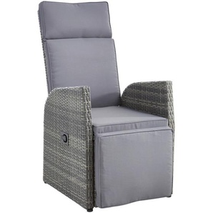 Ambia Garden Garten-Relaxsessel, Grau, Metall, Kunststoff, Textil, Füllung: Schaumstoff, 57x73x105 cm, integrierter Tisch, Gartenmöbel, Gartenstühle,