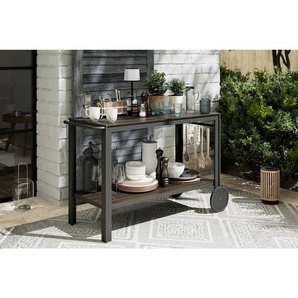 Ambia Garden Garten-Servierwagen, Schwarz, Metall, Kunststoff, Holzoptik, rechteckig, eckig, 45x74x105 cm, Gartenzubehör, Gartenkommoden & Gartenregale