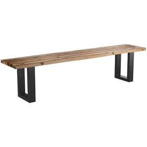 Ambia Garden Gartenbank, Schwarz, Akazie, Holz, Metall, Akazie, vollmassiv, 3-Sitzer, 180x40x45 cm, Fsc, Gartenmöbel, Gartenbänke