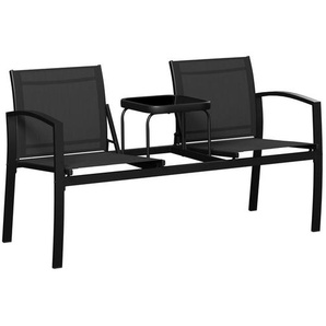 Ambia Garden Gartenbank, Anthrazit, Metall, Glas, Textil, 2-Sitzer, 143x81x64 cm, mit Rückenlehne, Gartenmöbel, Gartenbänke