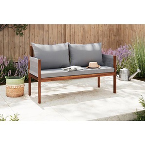Ambia Garden Gartenbank, Grau, Akazie, Holz, Kunststoff, Textil, Akazie, Hartholz, 2-Sitzer, 150x90x60 cm, in verschiedenen Holzarten erhältlich,