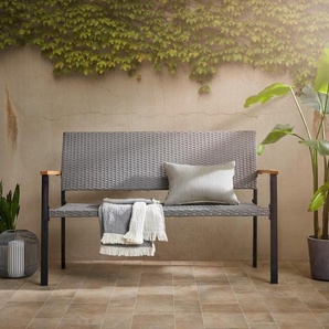 Ambia Garden Gartenbank, Grau, Akazie, Holz, Metall, Kunststoff, Akazie, massiv, 2-Sitzer, 138x89x60 cm, Gartenmöbel, Gartenbänke