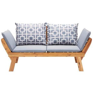 Ambia Garden Gartenbank, Grau, Akazie, Holz, Textil, Akazie, massiv, 2-Sitzer, Füllung: Schaumstoff, 75x190x67 cm, mit Rückenlehne, Holzmöbel,