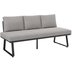 Ambia Garden Gartenbank, Schwarz, Hellgrau, Metall, Textil, 3-Sitzer, 177x74.7x73.3 cm, mit Rückenlehne, Gartenmöbel, Gartenbänke
