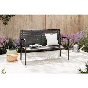 Ambia Garden Gartenbank, Schwarz, Metall, Kunststoff, 2-Sitzer, 125x81x60 cm, Gartenmöbel, Gartenbänke