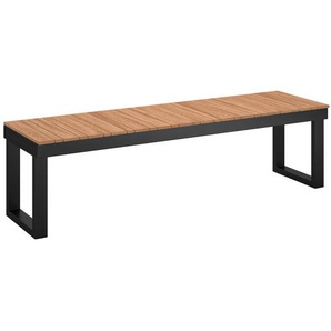 Ambia Garden Gartenbank, Schwarz, Teak, Holz, Metall, Akazie, massiv, 2-Sitzer, 160x45x46 cm, Bsci, FSC 100%, Holzmöbel, Sitzgelegenheiten Holz,