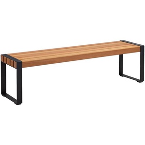 Ambia Garden Gartenbank, Schwarz, Teak, Holz, Metall, Eukalyptusholz, vollmassiv, 3-Sitzer, 170x45x41 cm, Gartenmöbel, Gartenbänke