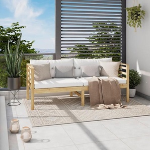 Ambia Garden Gartenbank, Weiß, Akazie, Holz, Textil, Akazie, massiv, 2-Sitzer, Füllung: Polyester, 180x70x74 cm, Gartenmöbel, Gartenbänke