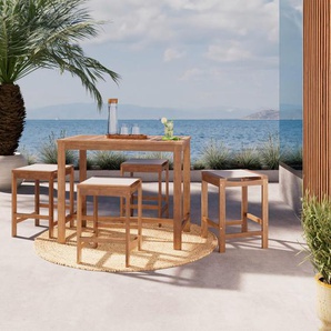 Ambia Garden Gartenbarset, Grau, Teak, Holz, Kunststoff, Akazie, vollmassiv, 110x40x60 cm, Gartenmöbel, Gartenmöbel-Sets