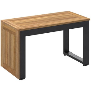 Ambia Garden Gartenbeistelltisch, Anthrazit, Akazie, Holz, Metall, Akazie, massiv, rechteckig, C-Form, 70x38x35 cm, Freizeit, Campingzubehör,